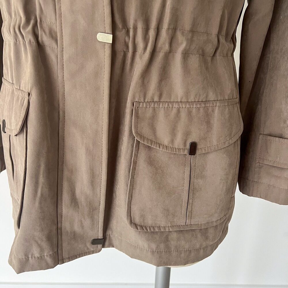 St. John's Bay Women's Small Lined Barn Coat Jacket Beige Khaki Brown Velvet - Picture 4 of 16